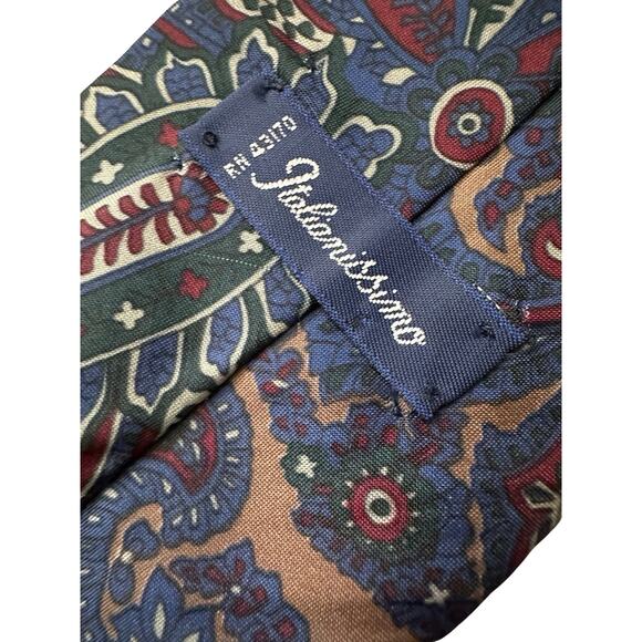 Vintage Blue Floral Italian Polyester Necktie - Picture 4 of 4